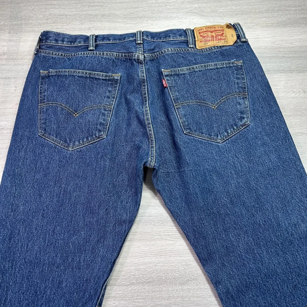 Levis 501 Jeans Mens 40x30‎ Blue Button Fly Straight Leg 100% Cotton Denim